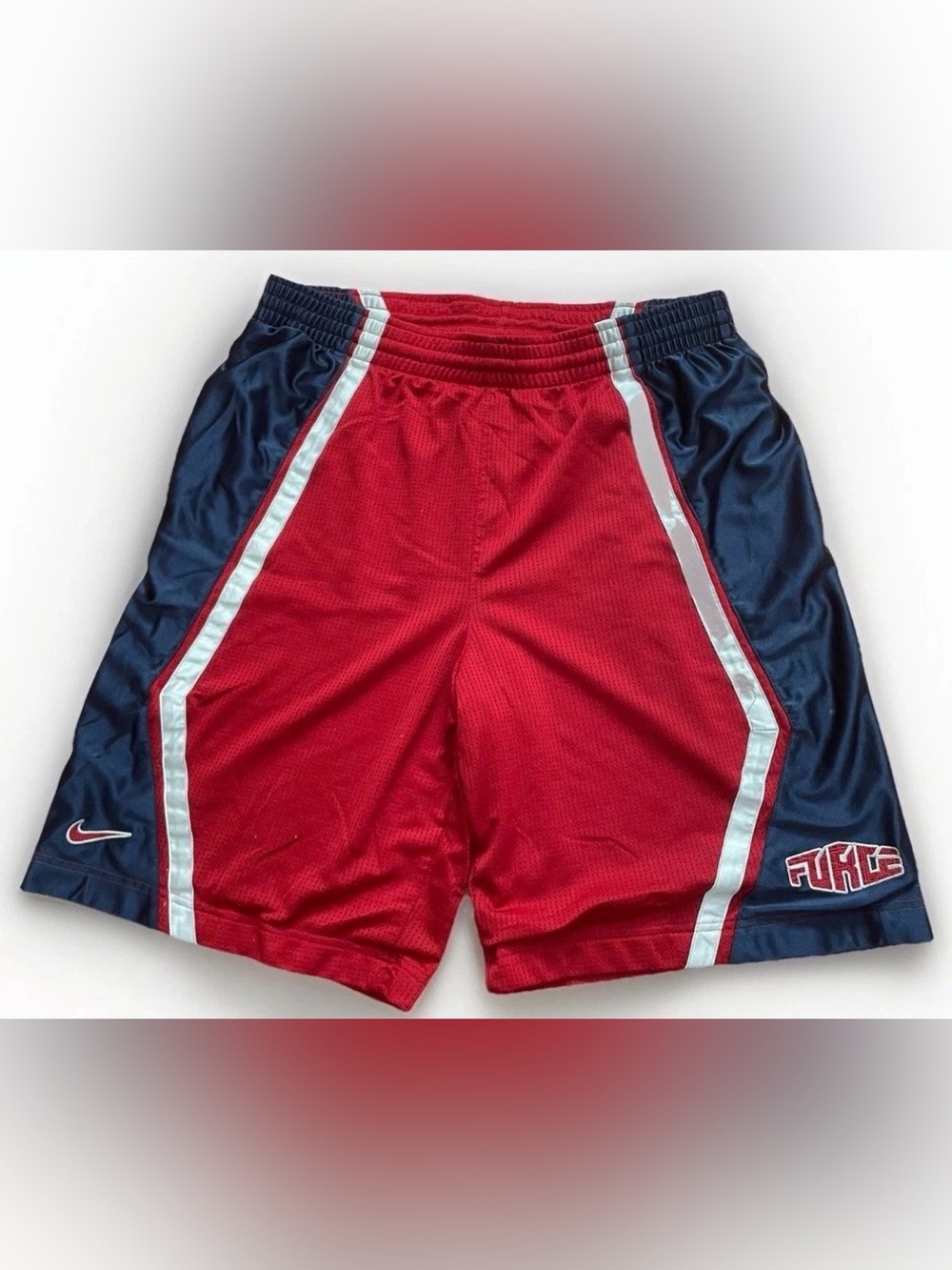 Vintage Nike Force Basketball Shorts Size Large Red Blue 90s Y2K Gray Tag